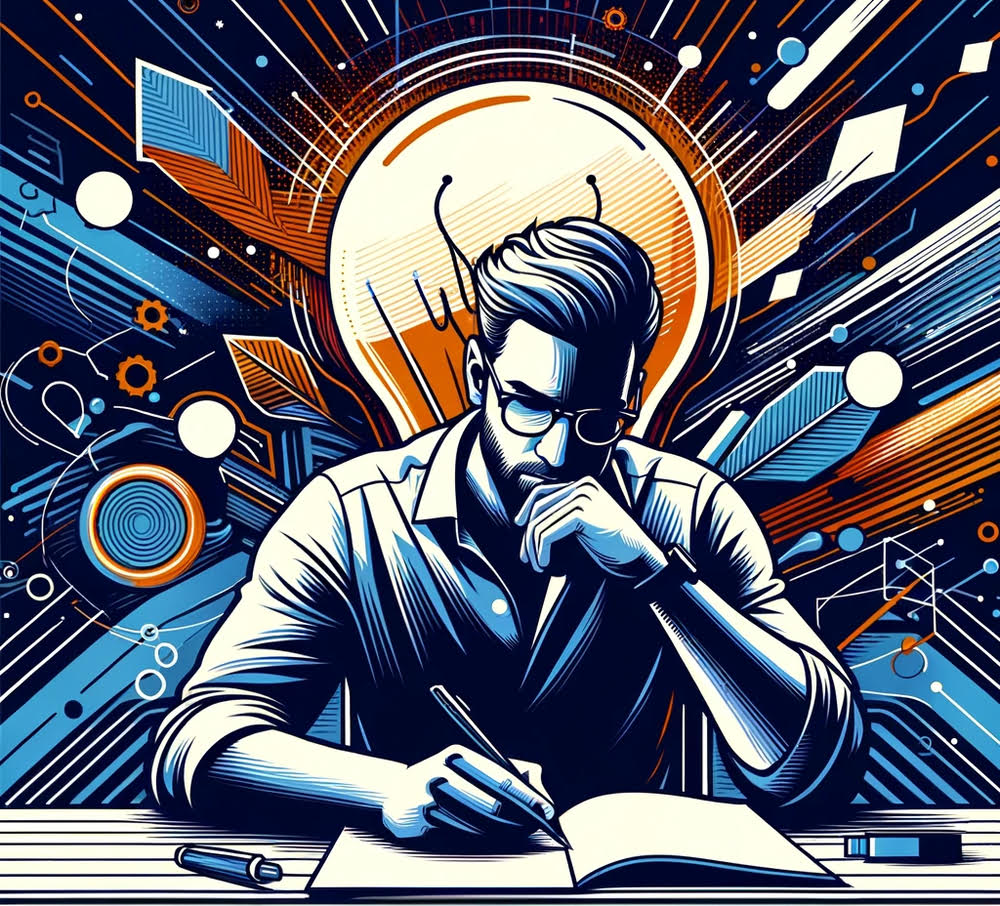 A man reading a book.