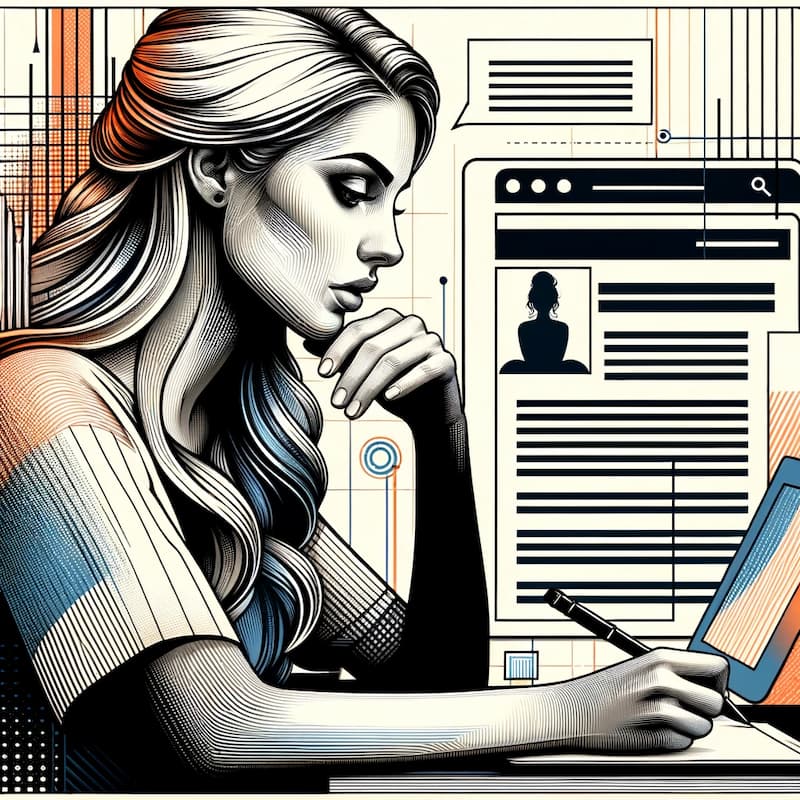 Woman writing a blog post to empower her readers.