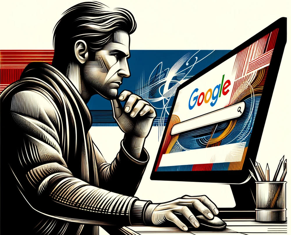 a man working on his blog's SEO.